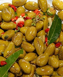 Traditional Calabrian Style Olives - Marinated in Bayleaf &  Dried Oregano. 300g